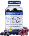 Calm Gummies för barn med Magnesium Glycinate, Chamomile & Linden - Barn Multivitamin Gummies för sömn, koncentration, daglig Wellness & Routine Balance - Sugar-Free Grape Flavor, 30 greve av Rhoziva