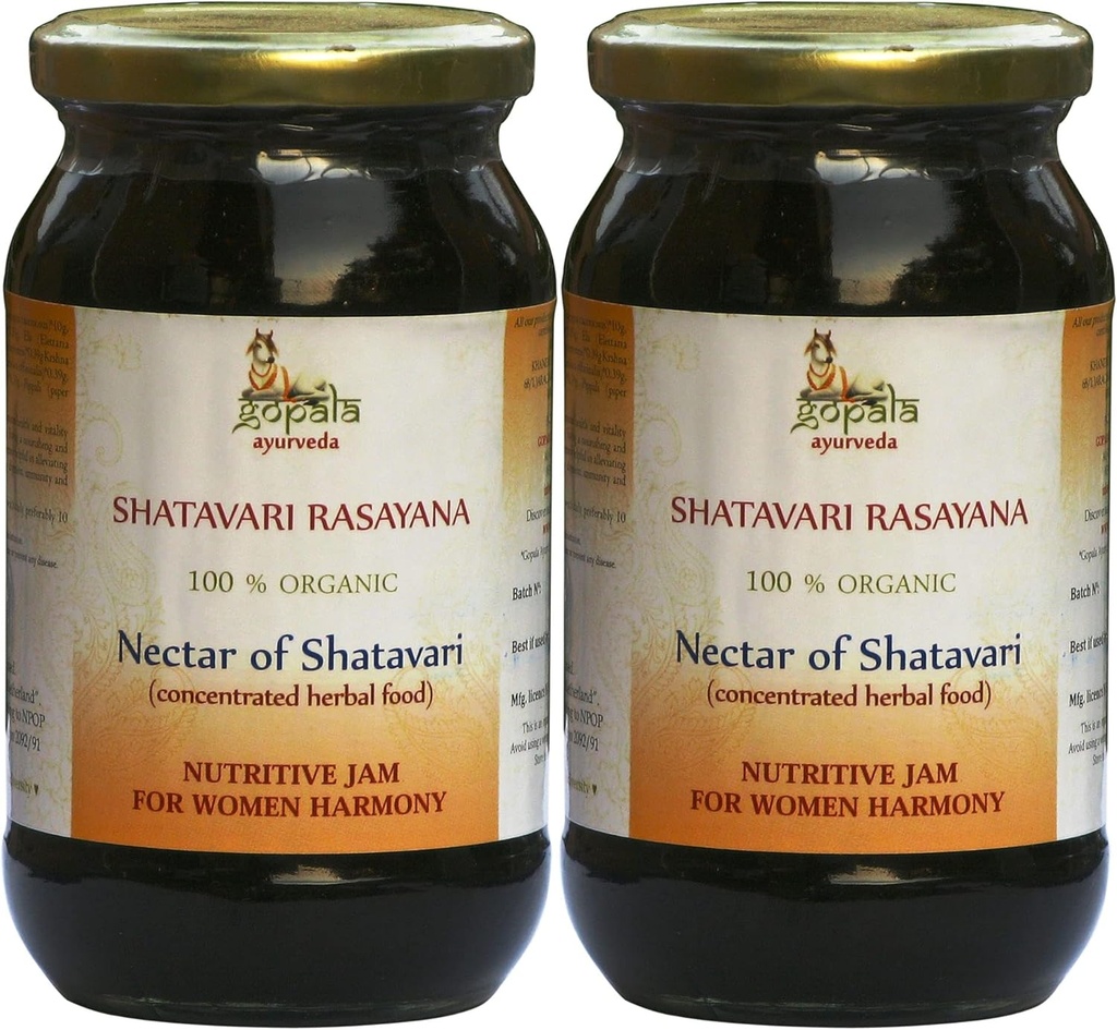 GOPALA AYURVEDA Shatavari Rasayana 250g - Ayurvedic Herbal Jam Made med 100% USDA Certified Organic Herbs (Pack of 2)