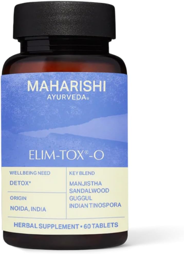 Maharishi Ayurveda - Elim-Tox-O Gentle Body Detox Herbal Supplement | Tillägg för effektiv kolon rengöring & Total Gut Health | Toxin Remover rengöring för lever & blod (60 tabletter-500mg)