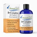 HoneyCombs Vitamin B Complex Drops - Liquid Supplement med vitamin B1, B2, B3, B5, B6, B7, B9, B12 & Vitamin C - Super B Complex Vitaminer - Alkoholfri Liquid Vitamin Supplement, 16 Fl Oz.