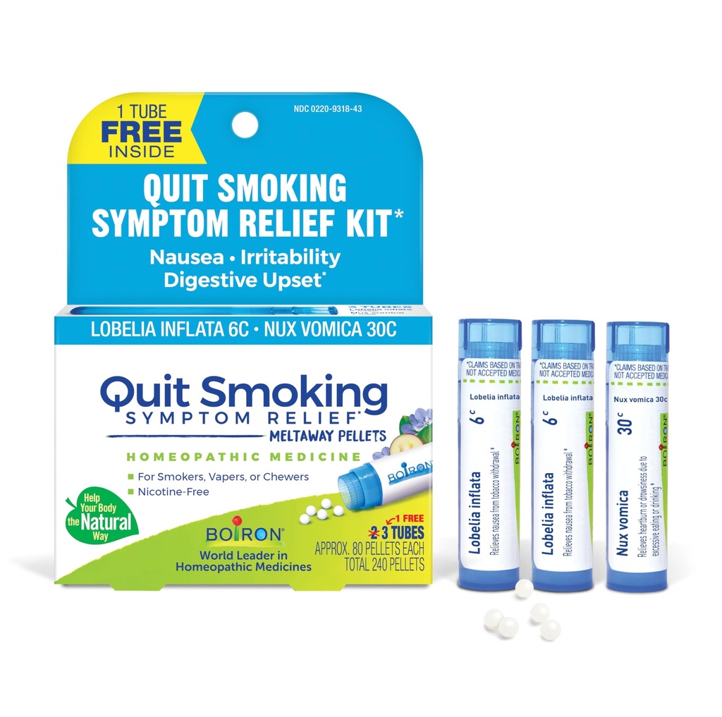 Boiron Quit Rökning Relief Kit för Nikotin Symptom från Rökning, Vaping eller Chewing - Nausea, Irritabilitet, & Upset Stomach - Non-Drowsy & Nikotinfri - 3 Räkna (240 Pellets)