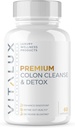 VITALUX || #1 Betygsatt Premium Colon Cleanse & Detox || Förbättring av matsmältningen, Gut Health, Minska uppblåsthet | Ultra Dosed Formel w / 10 Kraftfulla ingredienser | 3rd Party Tested + USA Made - 60 kapslar