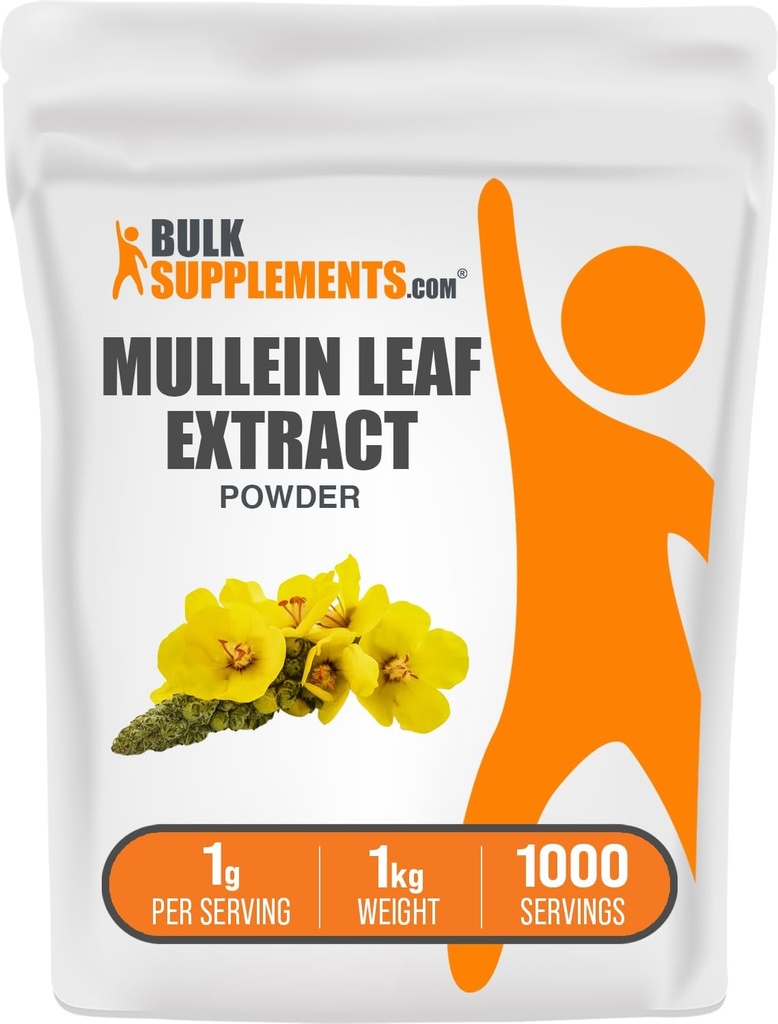BulkSupplements.com Mullein Leaf Extract - Verbascum Thapsus, Mullein Supplement - Herbal Supplement för Immune Support - Gluten Free, 1g per Servering, 1kg (2,2 lbs) (Pack av 1)
