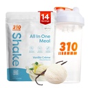 310 Nutrition All-in-One Meal Replacement Shake Powder w / Shaker Cup Starter Kit - High Protein Fiber Rich Vegan Superfood Blend - Sugar-Free, Keto & Paleo Friendly, Low Carb - Vanilla Creme 14 srv