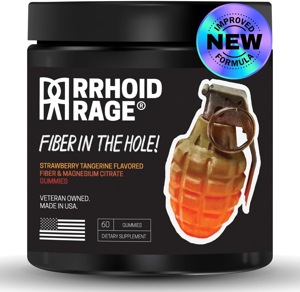 Fiber och Magnesium Gummies, tillverkad i USA, stöder Digestive Health, lindrar förstoppning, hjälper till att förebygga hemorrojder, har både löslig och olöslig fiber, 60 ct (1)