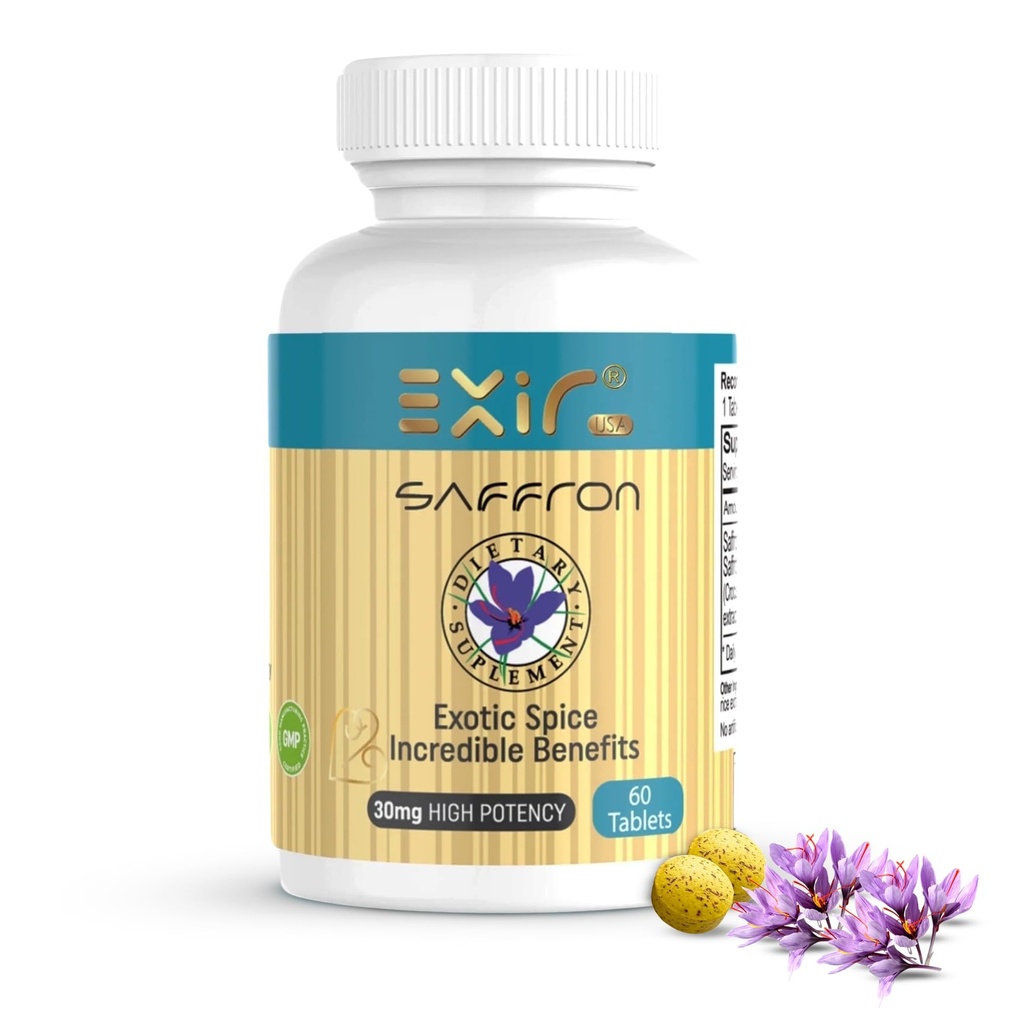 Saffron Kosttillskott | Hjälper Digestion, ökar energi, minne, koncentration, 60 tabletter