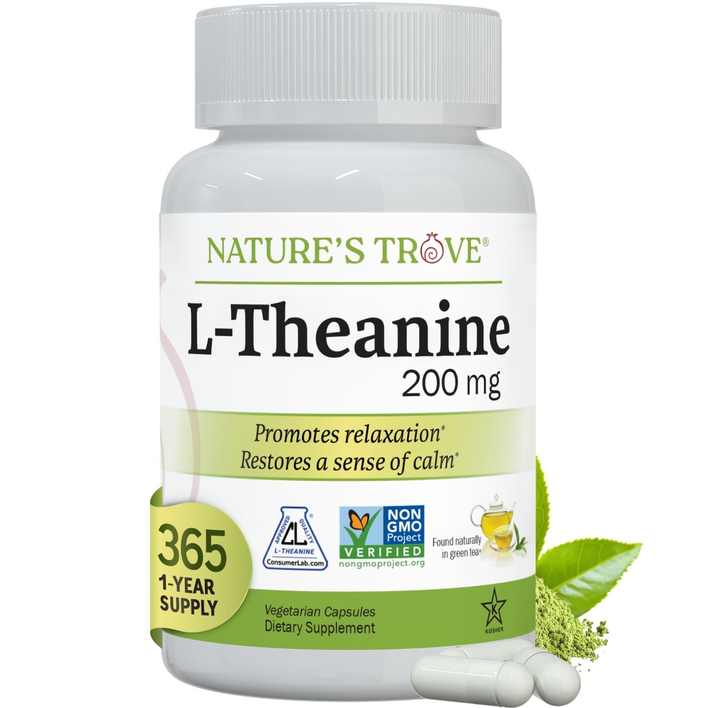 Naturens Trove L-Theanine 200mg Super Value Size - 365 vegetariska kapslar