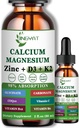 Calcium Magnesium Zink Liquid Drops, Liquid Magnesium Glycinate 500mg Calcium 1000mg med vitamin D3, K2,B6,B12,Coq10 för benstyrka, muskelfunktion, 6X starkare än Gummies kapslar
