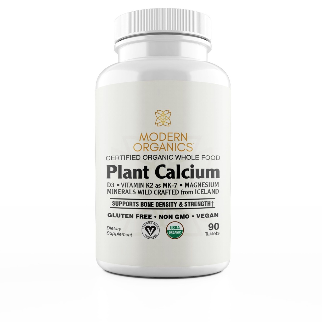 Plant Calcium | 1000mg Certified Organic Whole Food Calcium från Organic Icelandic Red Algae med vitamin D3, Vitamin K2 och Magnesium | 72 Trace Minerals | 90 Vegan tabletter