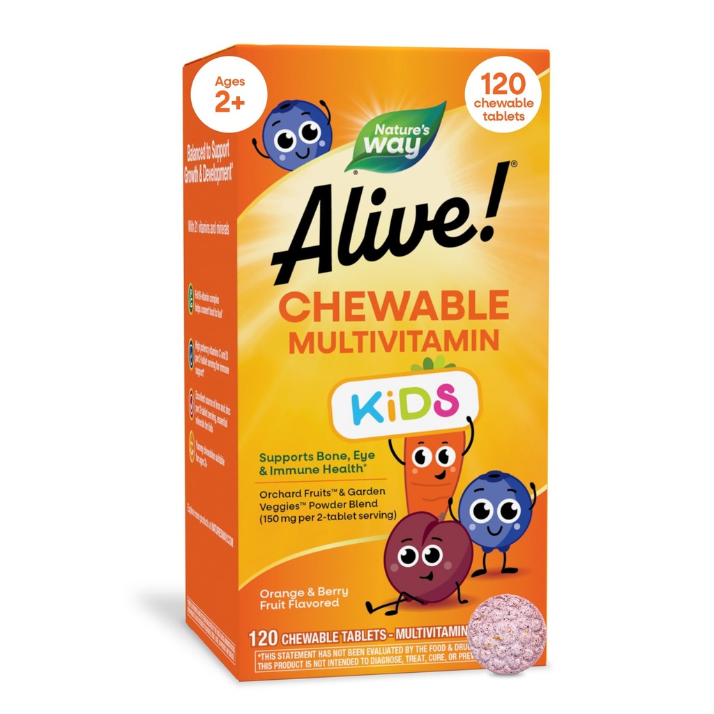 Alive! Barnens multi-vitamin tuggbar - 120 tuggbara tabletter av naturens sätt