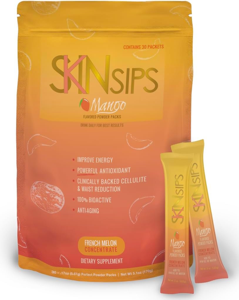 Skin Health & Energy Boost Drink Mix- Sugar Free, SOD B (TM), Antioxidanter från French Melon Concentrate, On The Go Stick Packs, Mango, 10 Pack