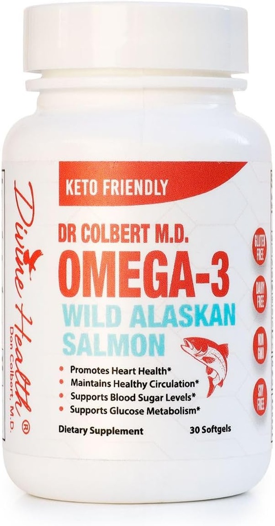 Dr.Colberts Wild Alaskan Salmon Omega-3 Innehåller naturliga källor av Omega-3, DHA & EPA - Formulerad av Dr Don Colbert