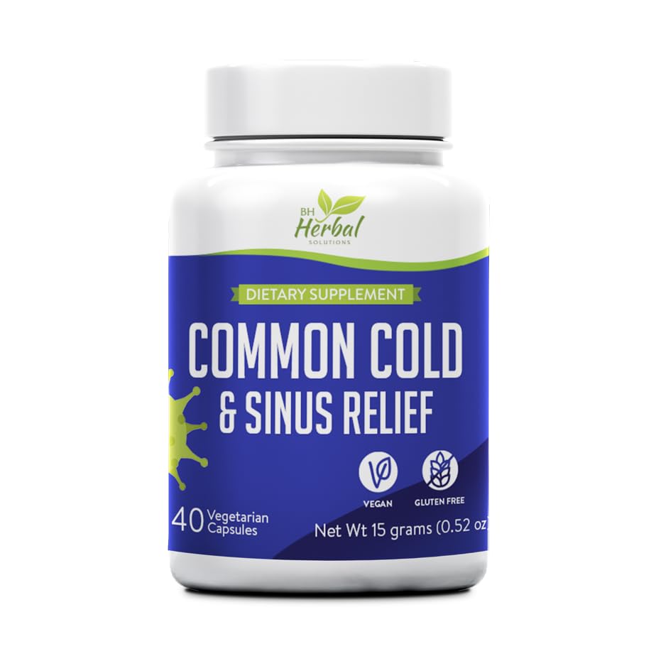 Common Cold Supplement - Sinus Pressure and Congestion Relief - Relief from Runny Nose, Sneezing, Sore Throat and Coughing - Fast Acting - 100% naturligt och växtbaserade tillskott