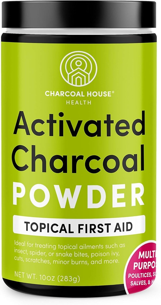 Charcoal House Hardwood aktiverat kolpulver - Ämne första hjälpen för att göra kolfjäder, Charcoal Foot Soaks, Charcoal Baths & More! - 10oz