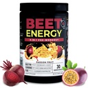 Nutrology Beet Energy O2, Pre Workout Powder, Energy, Endurance & Nitric Oxide Booster med Beet Powder, Yerba Mate, Adaptogens & Electrolytes, Vegan Pre Workout, Passion Fruit Flavor, 30 Servings