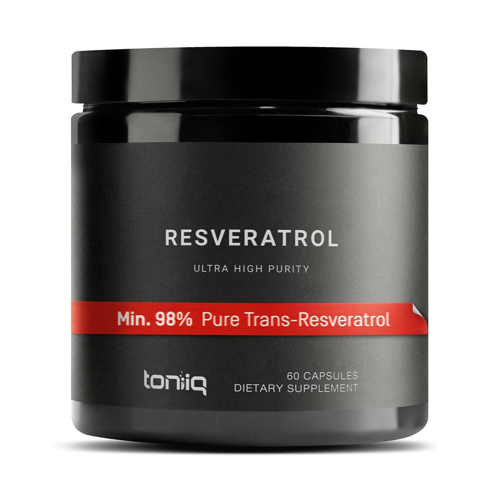 Toniiq Ultra High Purity Resveratrol Capsules - 98% Trans-Resveratrol - Mycket renad och biotillgänglig - 60 Caps Reservatrol Supplement