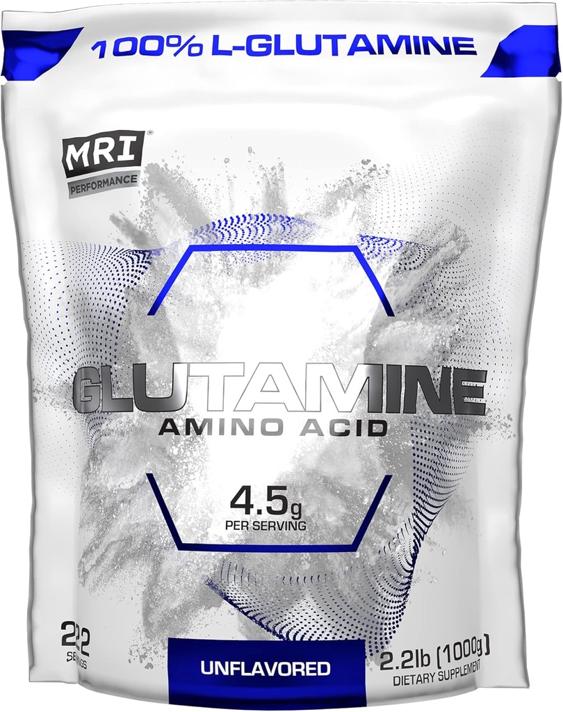 MRI Performance L-Glutamine Powder, Pure Free-Form Amino Acid for Recovery, Gut & Muscle Support, Unflavored, Easy Mix, (222 Servings)