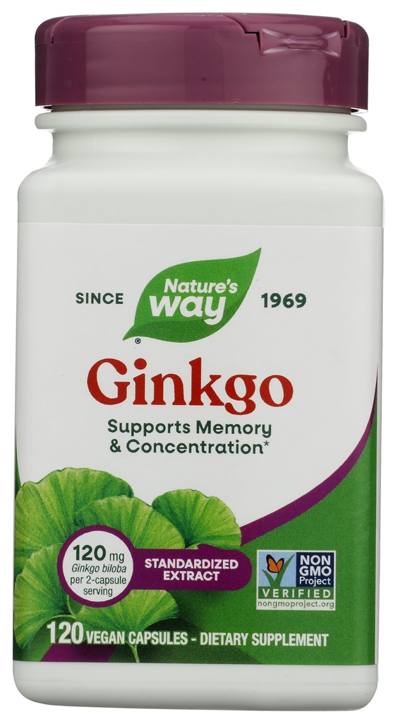 Naturens sätt Premium Extract Ginkgo, minne och koncentration*, 120 kapslar