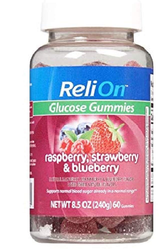 ReliOn Glucose Gummies Raspberry, Strawberry och Blueberry - 60 Count Bottle