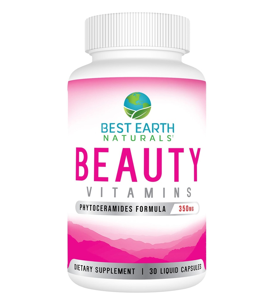 Best Earth Naturals Beauty Vitamins Phytoceramide Pills - Skin Hydrating Support Supplement med Alpha Lipoic Acid och mer för att hjälpa till att främja Hydrated Skin - 30 greve