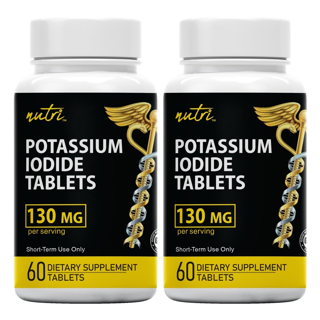 Naturens Fusions kaliumjodid tabletter (Pack av 2) 130 mg - 120 tabletter EXP 10/2032 - YODO Naciente - KI Pills - Yoduro de Potasio