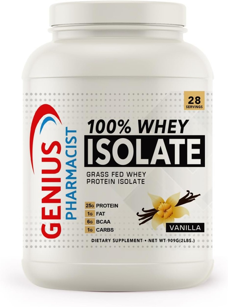 100% WHEY Isolate Vanilla - 2 lb (909 Grams) - 28 portioner