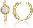 14K Gold Plated 925 Sterling Silver Skapad Vit Opal Huggie Hoop Earrings