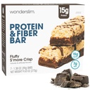 Wonderslim High Fiber Protein Bars, Fluffy S'mer Crisp | 15g Protein, 8g Fiber | Low Sugar, Low Carb | Hälsosam överseende | Tillfredsställande, Stöder Energi & On-the-Go bekvämlighet, 7 Pack