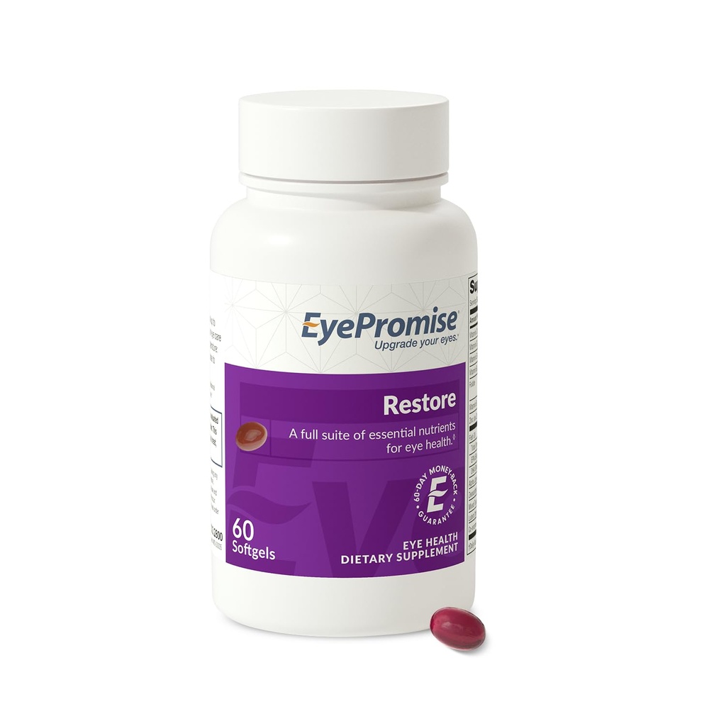 EyePromise Restore Eye Health Supplement - 60 Softgels, 30-Day Supply - Omega 3 Supplement med Zeaxanthin, Lutein, Fish Oil, EPA, DHA & Vitamins för Eye Health