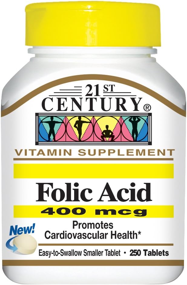 21st Century Folic Acid 400 mcg tabletter, 250-räkna (Pack of 2)