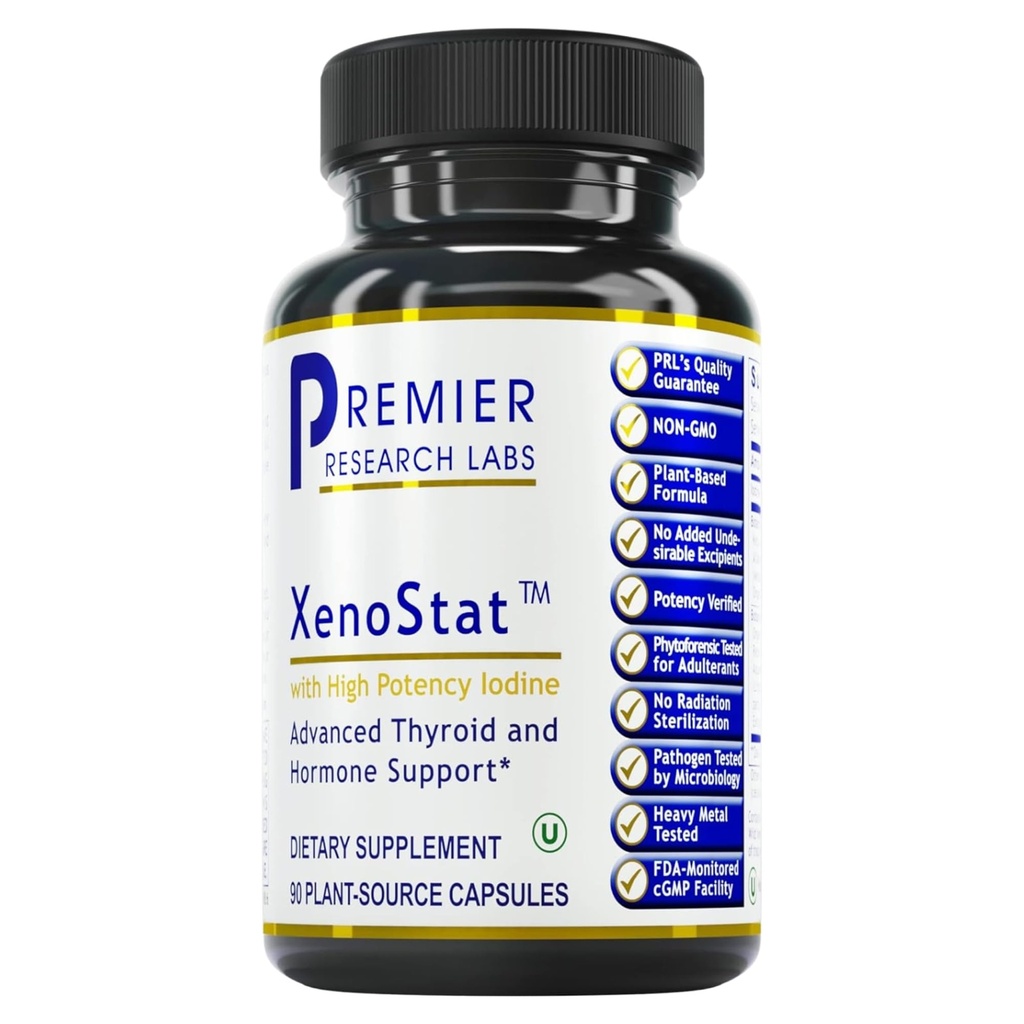 Premier Research Labs XenoStat - Thyroid Function & Hormone Support - med Chlorella, Hyssop Herb, Milk Thistle & Reishi Mushroom - Kosher - Vegan - 90 Plant-Source Capsules