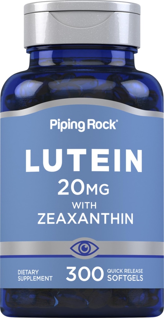 Piping Rock Lutein och Zeaxanthin Supplement | 20 mg | 300 Softgels | Eye Vitamin från Marigold Extract | Non-GMO, Gluten Free