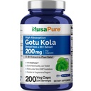NusaPure Gotu Kola Capsules 20:1 Extract, 200 mg Equivalent till 4000mg Per Veggie Caps, 200 Count, Non-GMO, Vegan, Bioperine - Traditionell Herb Extract