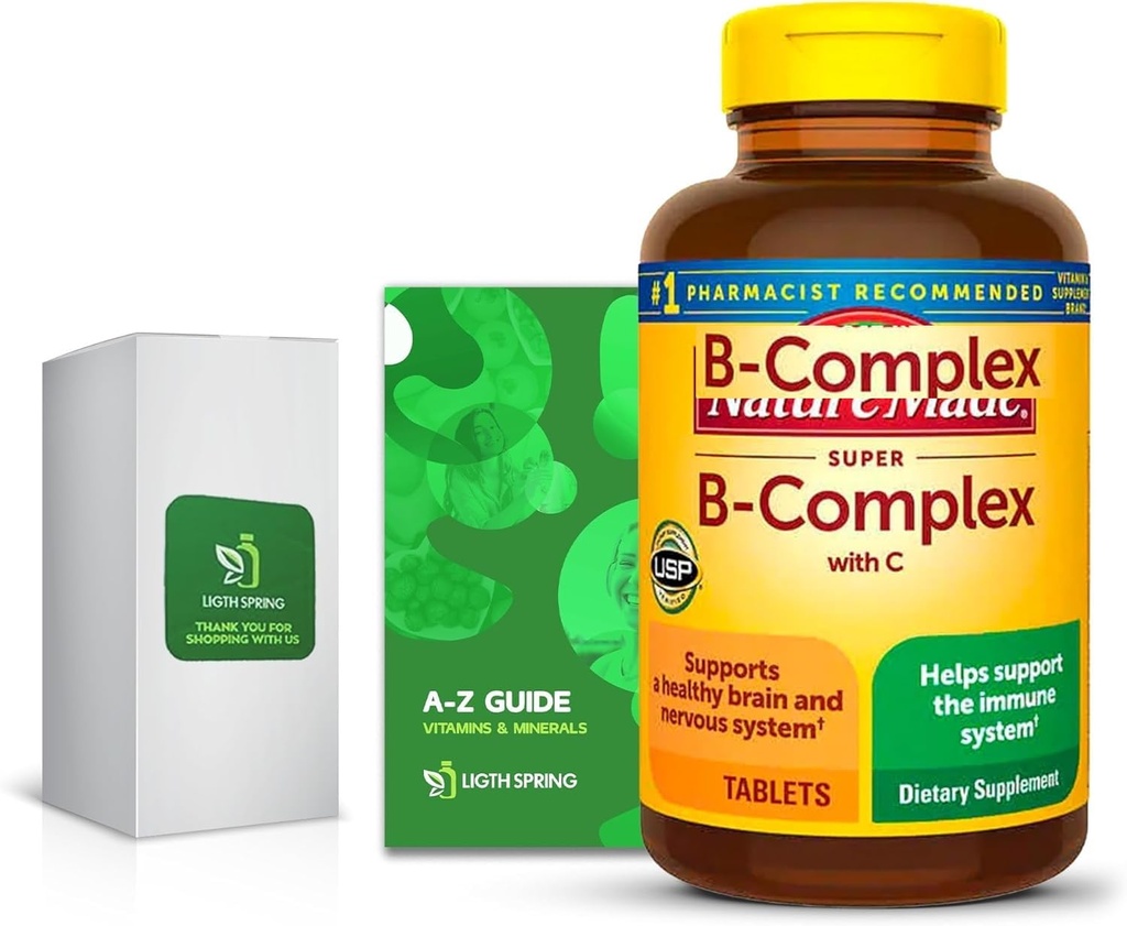Super B-Complex med C, 460 tabletter med exklusiva vitaminer och mineraler A till Z - Bättre Ligth & Spring Guide (2 objekt)