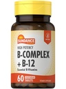 Sundance Vitamin B-Complex | med B-12 | 60 tabletter | Hög styrka | Vegetarisk, icke-GMO och Gluten fri tillägg