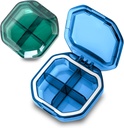Daily Pill Organizer, 2 Pack 4 Compartments Small Pill Box Portable Pill Case, Travel Pill Organizer för Purse Pocket to Hold Vitamins, Cod Liver Oil, Supplements and Medication (Blue+Green)