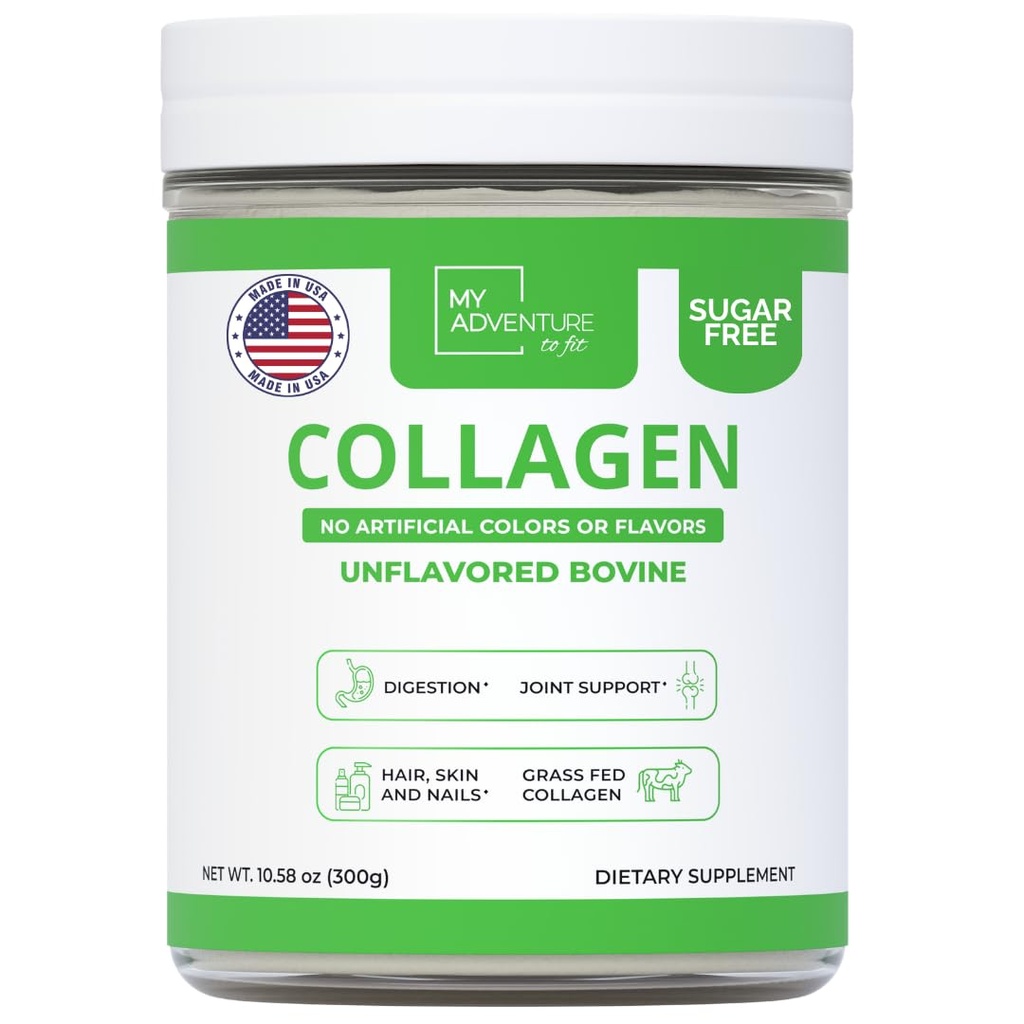 My Adventure to Fit Hydrolyzed Collagen for Women - Grass Fed Collagen Powder for Muscle Growth & Collagen Protein Powder - Keto Collagen Powder för Joints & Gut Health - Unflavored Bovine 300g