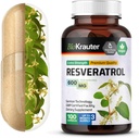 BIO KRAUTER Resveratrol Supplement Capsules 600 mg - 100 greve - naturlig antioxidantkälla - 98% Pure Trans Resveratrol Powder - Vegan