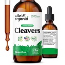 Wild & Organic Cleavers Tincture - Natural Detox Drops med Cleavers Leaf - Galium Aparine Herb Extract Supplement - Vegan, Sugar & Alkoholfri - 2 fl oz