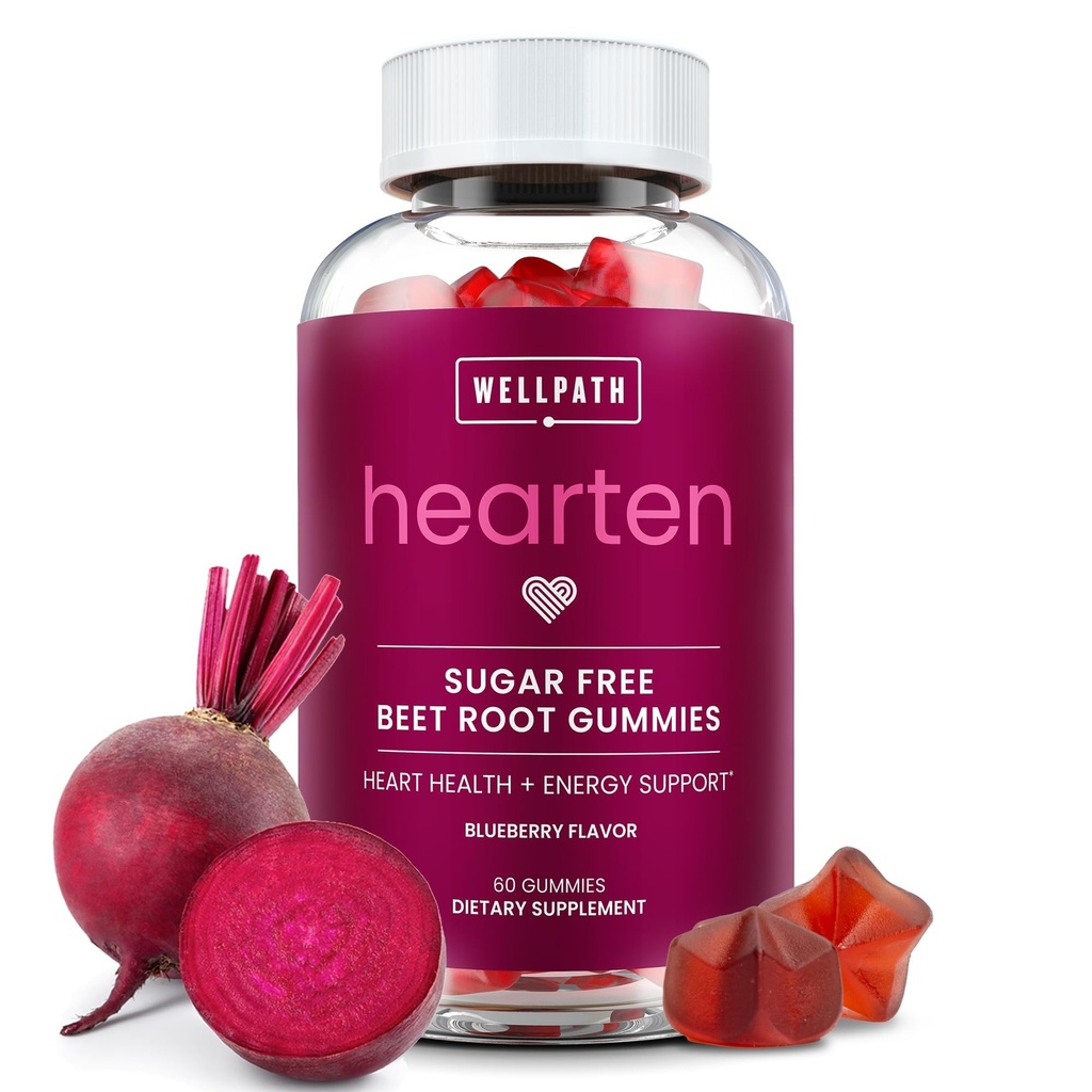 WellPath Beet Root Gummies (Sugar Free - Blueberry Flavor) 1500 mg | Beet Gummies för blodtryck stöd | Super Nitric Oxide Gummies | Tasty Beets Chews | Antioxidanter | 60 Ct
