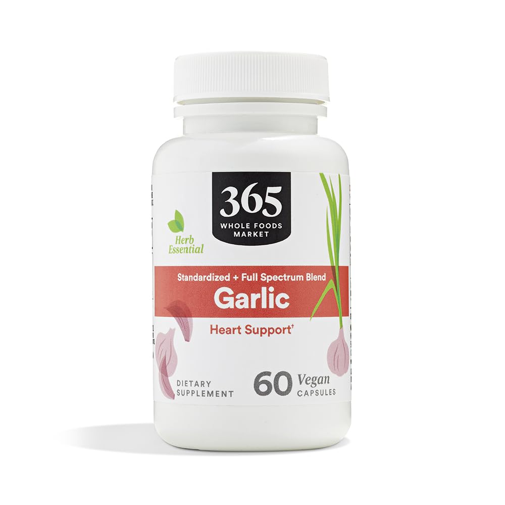 365 av Whole Foods Market, Garlic Dietary Supplement, Vegan Capsules, stöder hjärthälsa, 60 Count