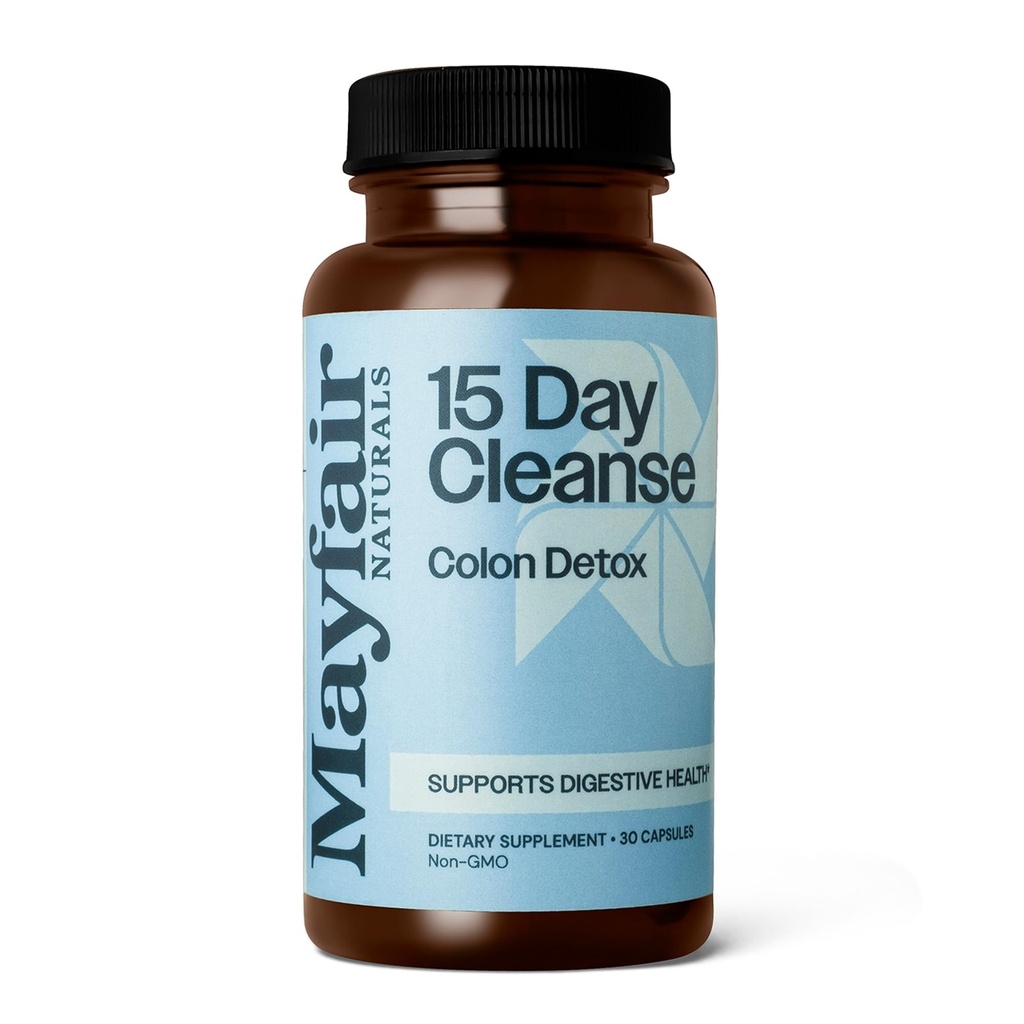 15 Day Cleanse Colon Detox, kosttillskott, 30 kapslar, naturligt laxerande för förstoppning och matsmältningshälsotillskott