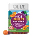 OLLY Kids Multivitamin & Probiotic Gummy, Digestive Support, vitamin A, D, C, E, B, Zink, Chewable Supplement, Berry Flavored, 50 Day Supply - 100 Count