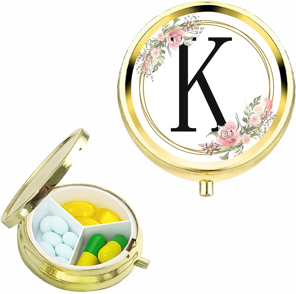 Small Pill Box för Purse Pocket, Personalized Small Pill Case 3 Compartment, Cute Pill Organizer, Gift for Women Teen Girls, Travel Essentials,Excellent Jewelry Box, RingPresentation Box