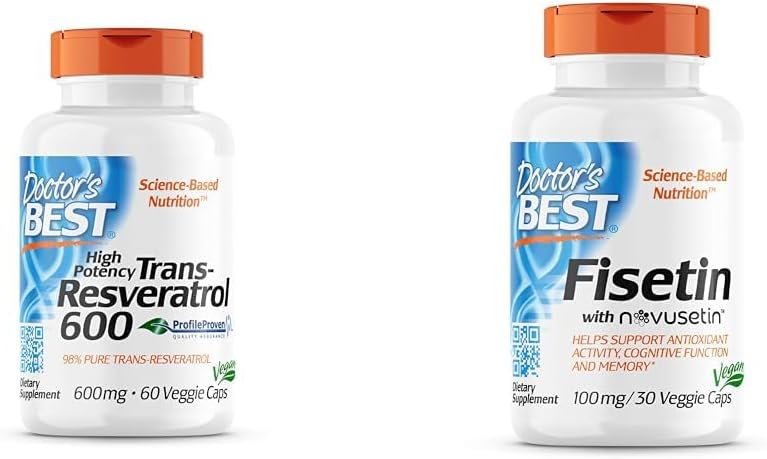 Läkarens BEST Trans-Resveratrol 600 mg 60 greve & Fisetin med Novusetin 100 mg 30 greve