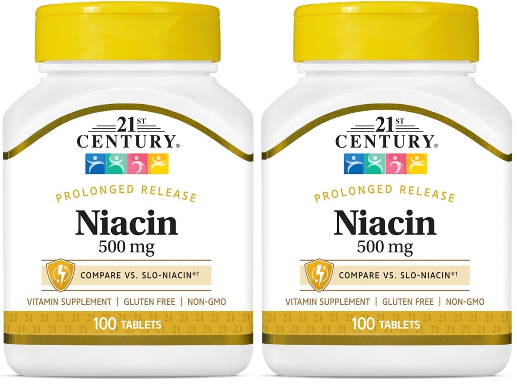 21st Century Niacin 500 mg långvarig frisättning tabletter, 100 greve (27474) (Pack av 2)