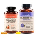 NatureWise Curcumin Turmeric 2250mg & Flaxseed Oil 1200mg Omega 3 6 9 Softgels för Joint, Heart & Immune Support