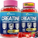 Kreatinmonohydrat Gummies för män och kvinnor Pre Workout Gummies med taurin, vitamin B6 & B12 Kreatinmonohydrat tuggbar för ökad styrka, energi, uthållighet, muskel, organisk (2 paket)