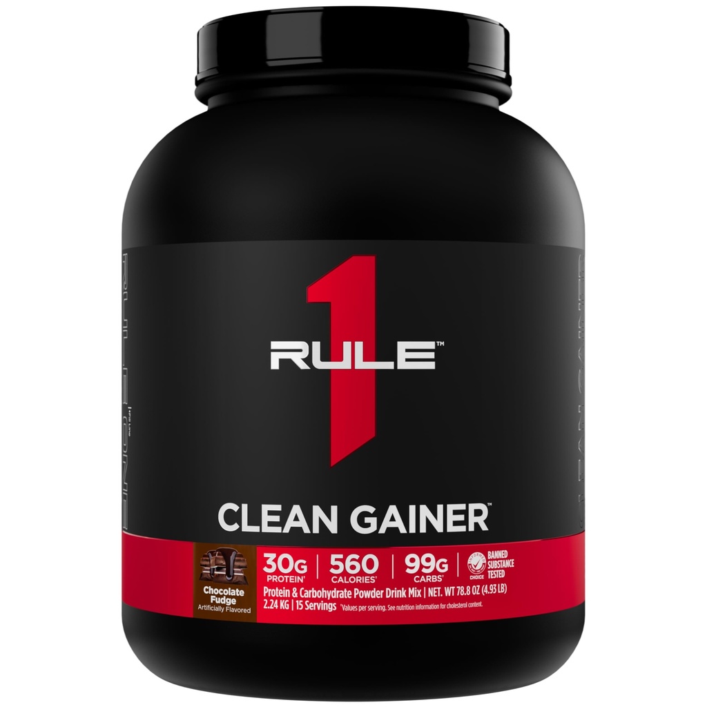 Regel 1 Clean Gainer - High-Protein Lean Gain Formel med 560 kalorier, 30 g Full-Spectrum Protein, Över 90 g kolhydrater, Under 6 g fett (15 portioner, choklad Fudge)