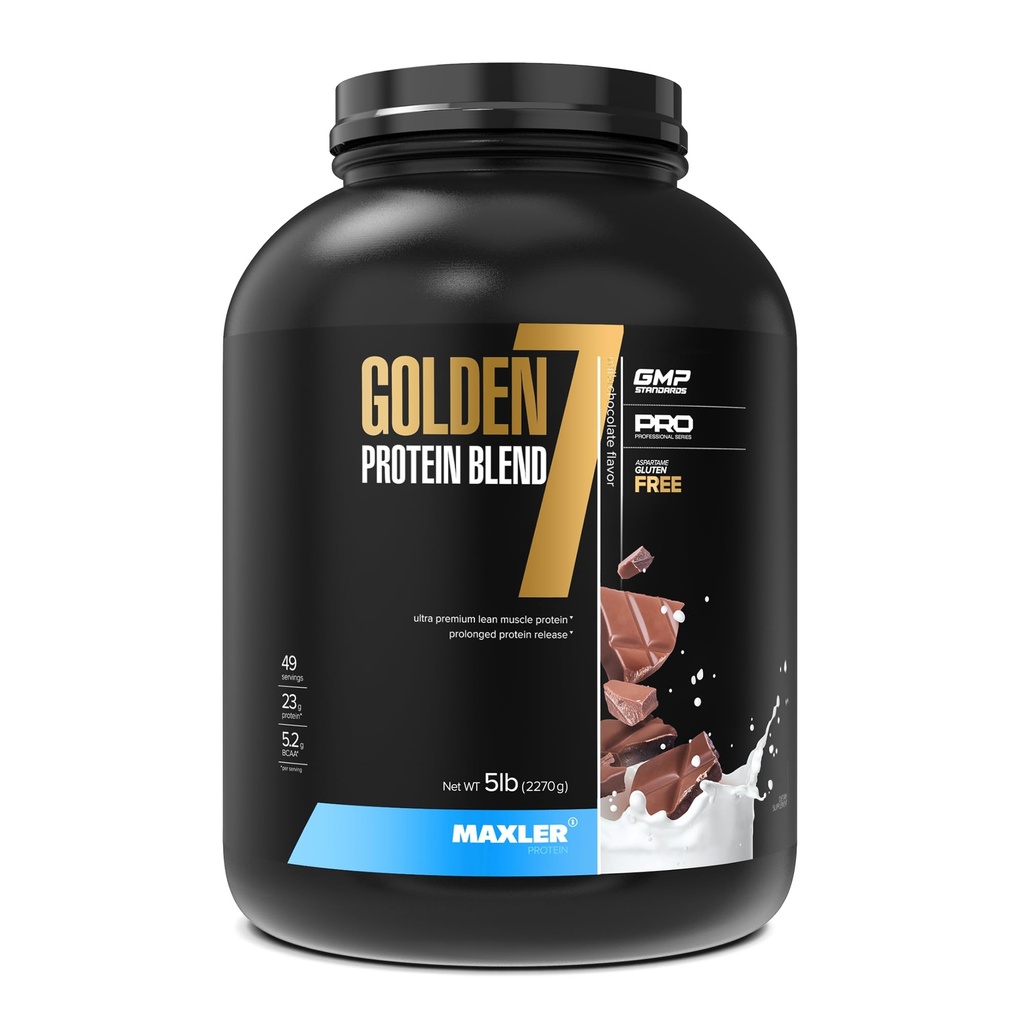 Maxler Golden 7 Protein Blend - Proteinpulver för Muscle Gain & Recovery - mjölkchokladproteinpulver 5 lb